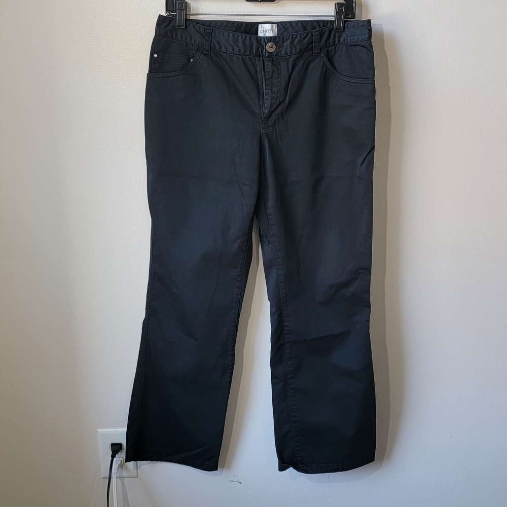 Chicos Platinum Denim Jeans Womens Sz 1 Regular Black Denim Pockets US 8